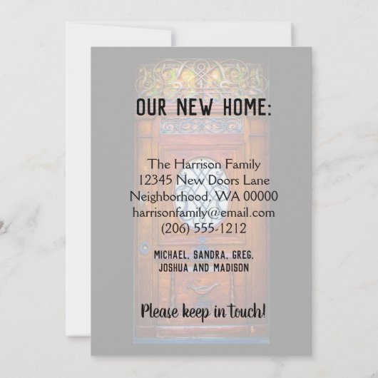 Faire-part Nous Avons Déplacé Chic Moderne Porte Script Vinta (Dos)