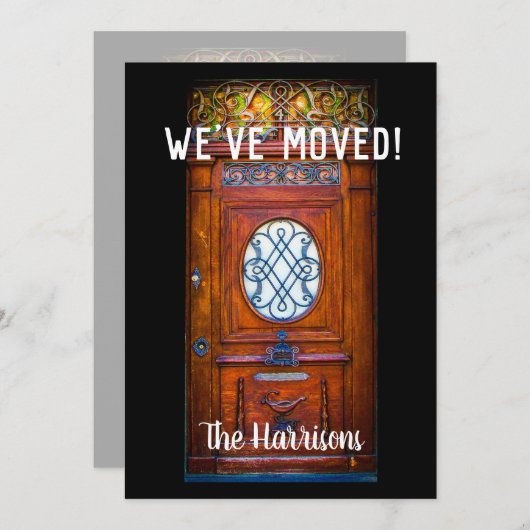 Faire-part Nous Avons Déplacé Chic Moderne Porte Script Vinta (Devant / Derrière)