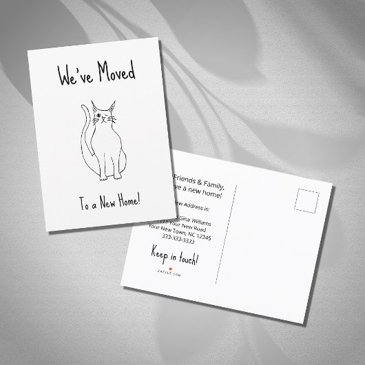 Faire-part Nous avons déplacé Cute Chat Nouveau Accueil Noir