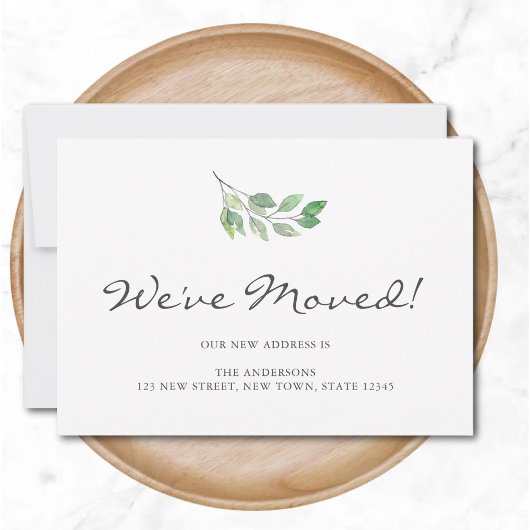 Faire-part Nous avons déplacé des Feuilles d'aquarelle en mou