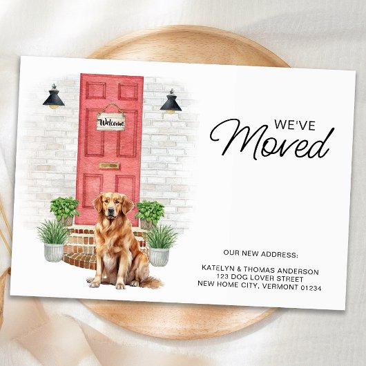 Faire-part Nous avons déplacé Golden Retriever Red Door Dog M