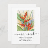 Faire-part Nous avons déplacé Heliconia Floral Script Moving (Devant / Derrière)