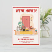 Faire-part Nous avons déplacé la porte avant rouge mignonne e (Debout devant)