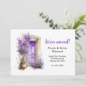 Faire-part Nous avons déplacé la porte de lavande violet fleu (Debout devant)