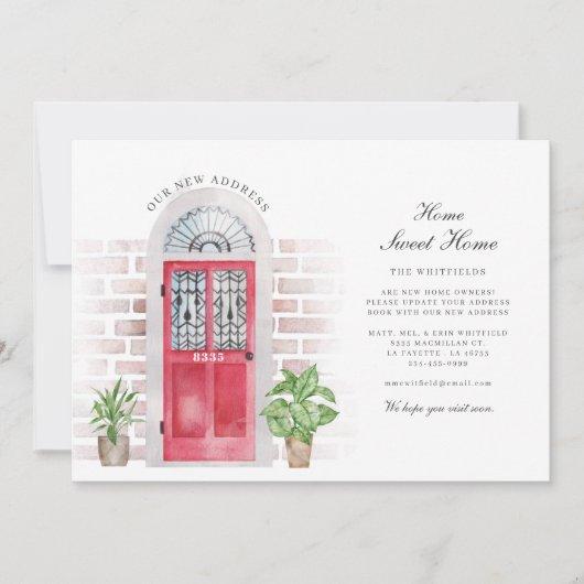Faire-part Nous avons déplacé l'aquarelle avant de la porte (Devant)