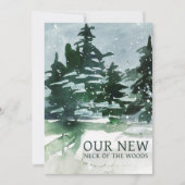 Faire-part Nous avons déplacé l'aquarelle de la forêt de pins (Devant)