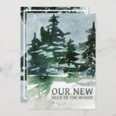 Faire-part Nous avons déplacé l'aquarelle de la forêt de pins (Devant / Derrière)