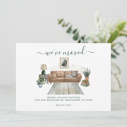 Faire-part Nous avons déplacé l'aquarelle en mouvement (Debout devant)