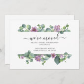 Faire-part Nous Avons Déplacé L'Aquarelle Eucalyptus Moving (Devant / Derrière)