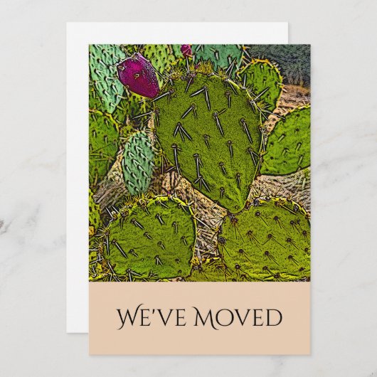 Faire-part Nous avons déplacé le désert Prickly Pear Cactus S (Devant / Derrière)