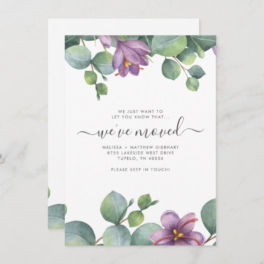 Faire-part Nous avons déplacé le feuillage Eucalyptus (Devant / Derrière)