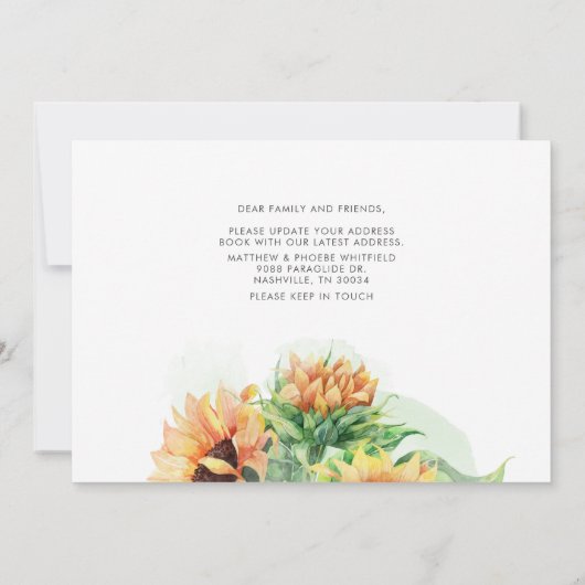 Faire-part Nous avons déplacé le tournesol rustique Moving Fa (Dos)