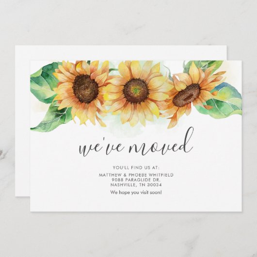 Faire-part Nous avons déplacé le tournesol rustique Moving Fa (Devant / Derrière)