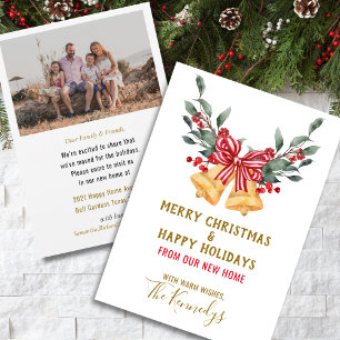 Faire-part Nous avons déplacé les cloches de Noël Red Bow pho