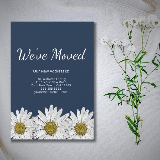 Faire-part Nous avons déplacé les marguerites rustiques moder