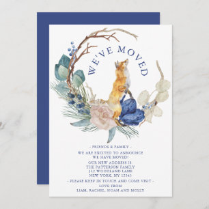 Faire-part Nous avons déplacé mignon bois Fox aquarelle Flora