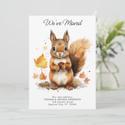 Faire-part Nous avons déplacé mignon écureuil d'automne nouve (Debout devant)