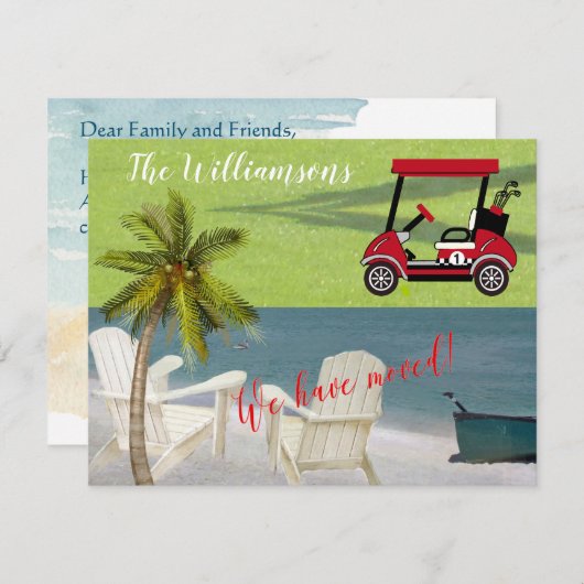 Faire-part Nous avons déplacé Ocean Beach Budget Move (Devant / Derrière)