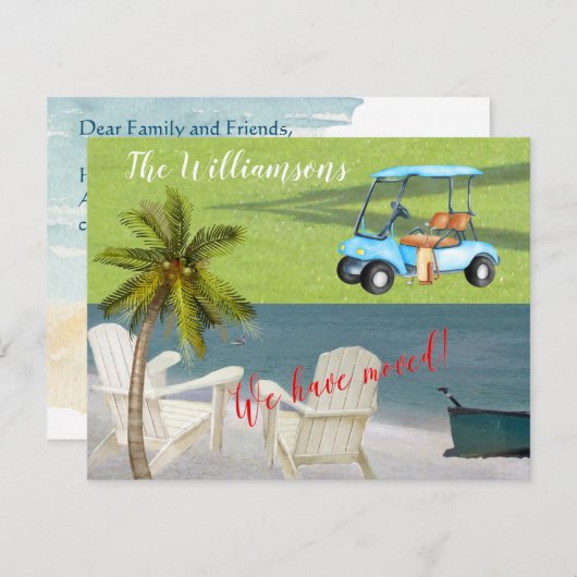 Faire-part Nous avons déplacé Ocean Beach Budget Move (Devant / Derrière)