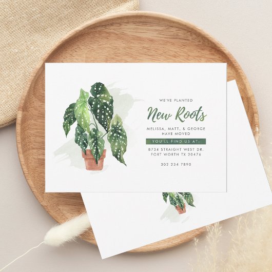 Faire-part Nous avons déplacé Plante d'aquarelle Botanique Mo