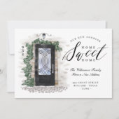 Faire-part Nous avons déplacé Porte élégante en fer noir aqua (Devant)