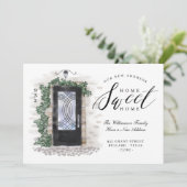 Faire-part Nous avons déplacé Porte élégante en fer noir aqua (Debout devant)