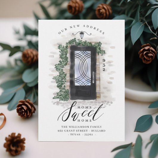 Faire-part Nous avons déplacé Porte élégante en fer noir aqua