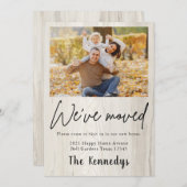 Faire-part Nous avons déplacé Rustic Wood Photo Moving Faire- (Devant / Derrière)