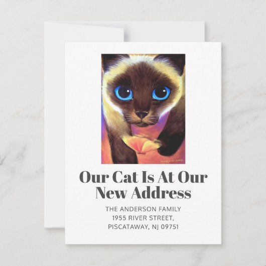 Faire-part Nous avons déplacé Siamese Chat Pet Script Nouveau (Devant)