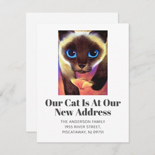 Faire-part Nous avons déplacé Siamese Chat Pet Script Nouveau (Devant / Derrière)