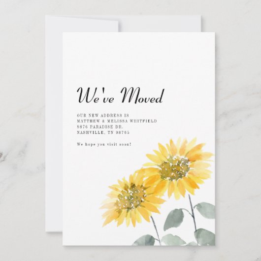 Faire-part Nous avons déplacé Tournesol en mouvement (Devant)