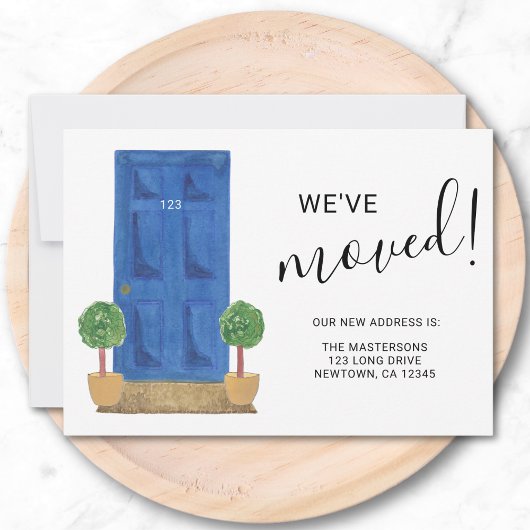 Faire-part Nous avons déplacé une nouvelle adresse Porte bleu