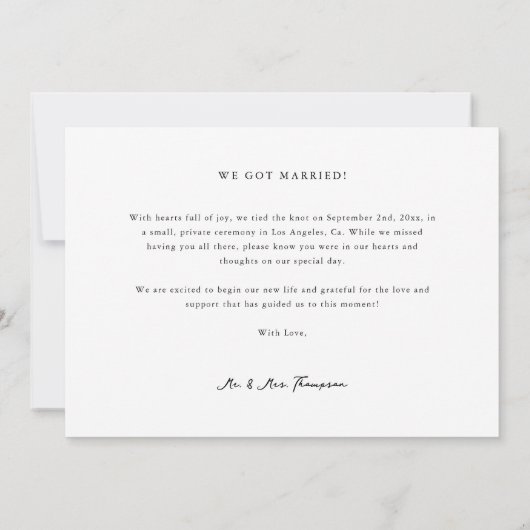 Faire-part Nous Avons Dit Oui Boho Budget Mariage Photo Virtu (Dos)