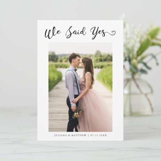 Faire-part Nous Avons Dit Oui Coeur Moderne Script Mariage Ph (Debout devant)