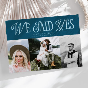 Faire-part Nous Avons Dit Oui Mariage Vintage Multiphoto Turq