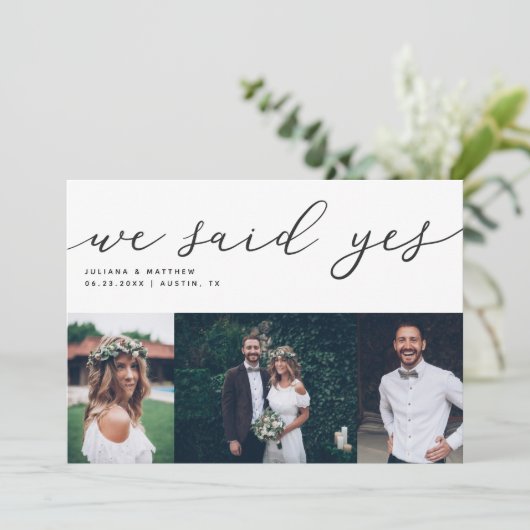 Faire-part Nous Avons Dit Oui Script Moderne Mariage Multi Ph (Debout devant)