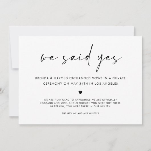 Faire-part Nous Avons Dit Oui Simple Mariage (Devant)