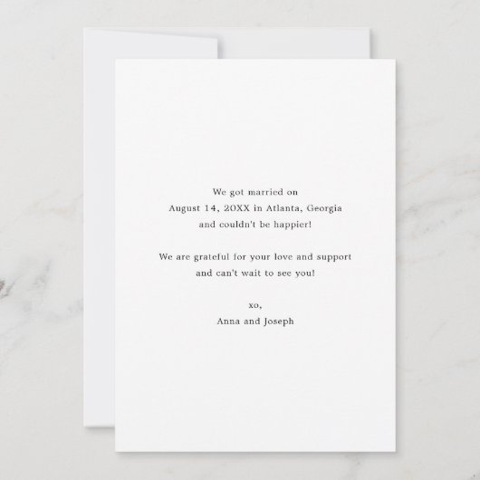 Faire-part Nous Avons Elopé Élégant Calligraphie Script Maria (Dos)