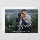 Faire-part Nous Avons Elopé Élégant Mariage Photo (Devant / Derrière)