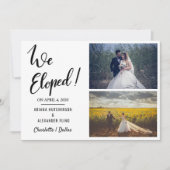 Faire-part Nous avons Elopé manuscrit Décontracté Deux Mariag (Devant)