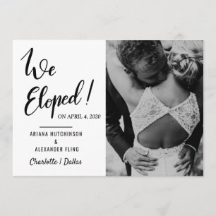 Faire-part Nous avons Elopé manuscrit Mariage Décontracté pho