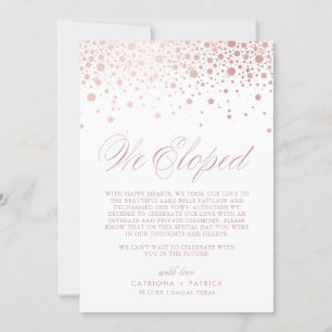 Faire-part Nous avons Elopé Rose Gold Foil Confetti Mariage b