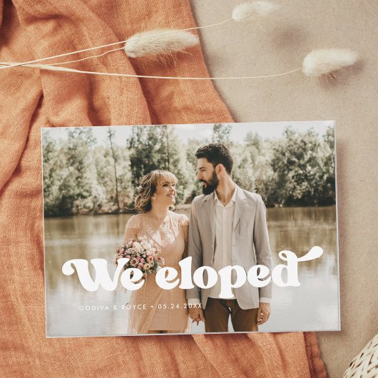 Faire-part Nous avons élopé Stylish retro mariage photo