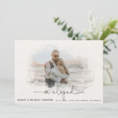 Faire-part Nous avons Eloped Script 4 Mariage photo Faire-par (Debout devant)