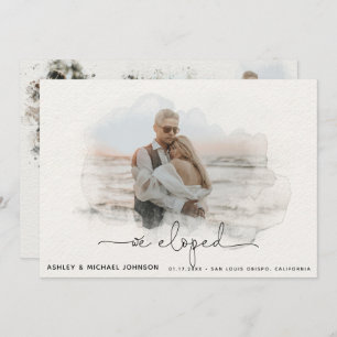 Faire-part Nous avons Eloped Script 4 Mariage photo Faire-par