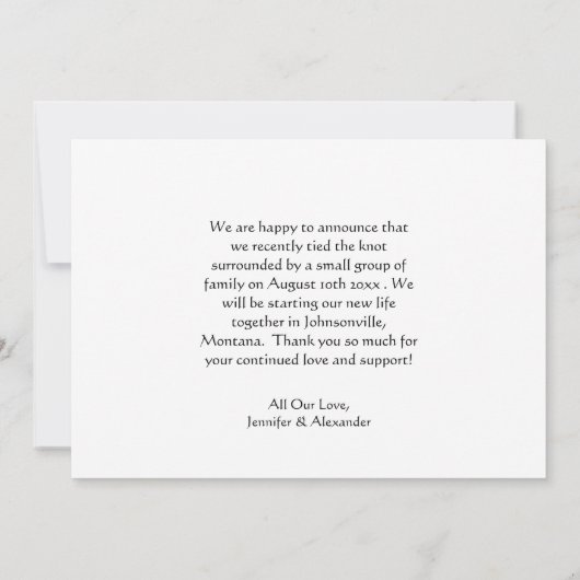 Faire-part Nous Avons Été Mariés Script Photo (Dos)