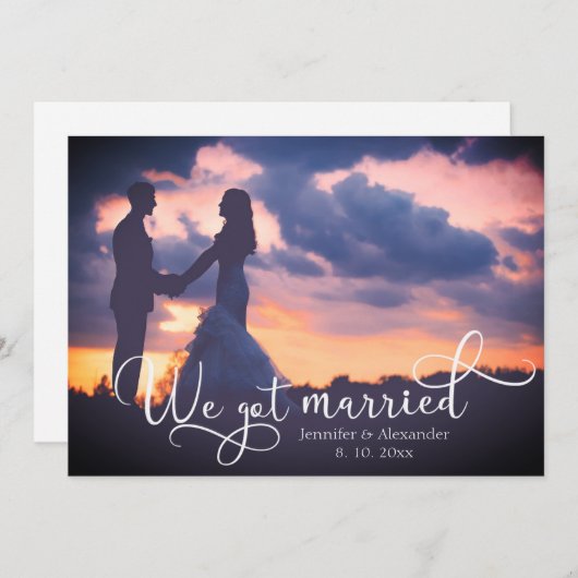 Faire-part Nous Avons Été Mariés Script Photo (Devant / Derrière)