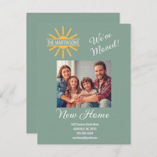 Faire-part Nous avons évolué le changement d'adresse photo (Devant / Derrière)