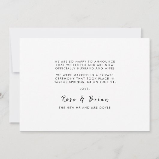 Faire-part Nous Avons Fait Un Mariage Photo Personnalisé Mode (Dos)