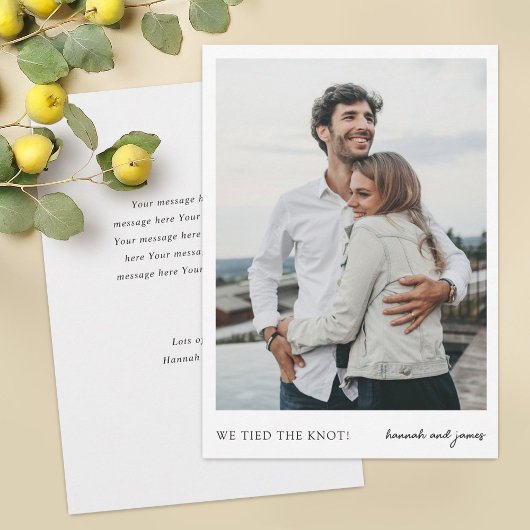 Faire-part Nous avons lié le Mariage Knot Simple Photo Elopem